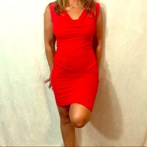 Red midi dress